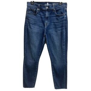 7 for All Mankind High Waist Ankle Gwenevere Jeans Size 30 Raw Hem Med Wash